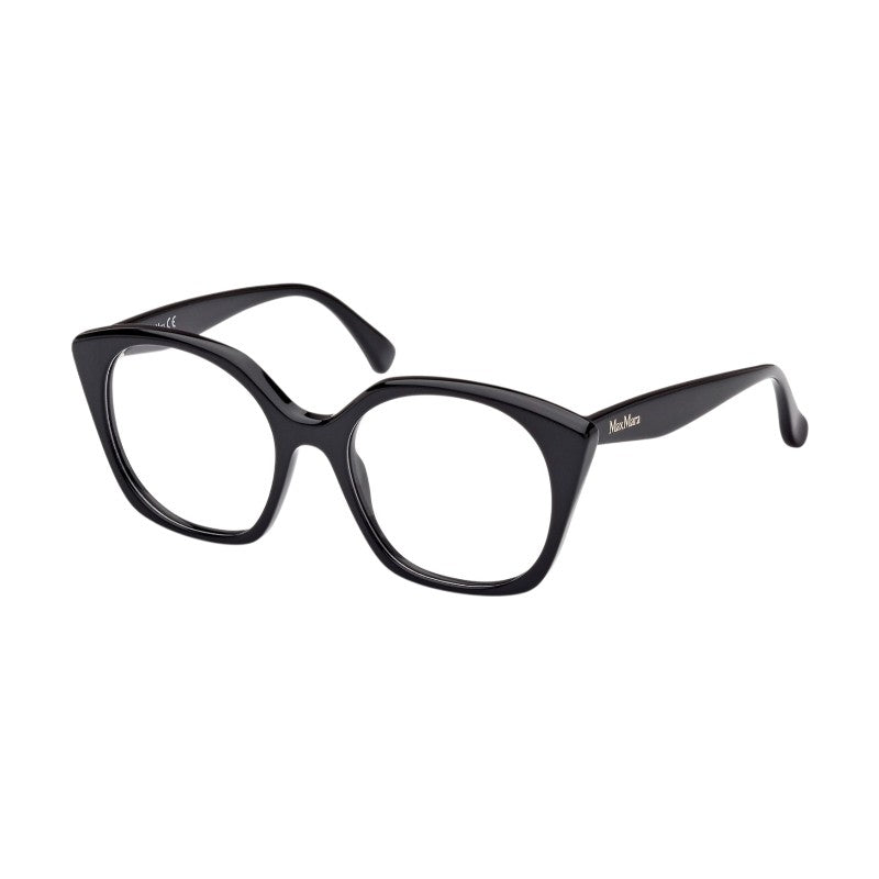 Max Mara Eyeglasses Square Full Rim, Shiny Black Frame and Clear Demo Lenses Lens MM5082001