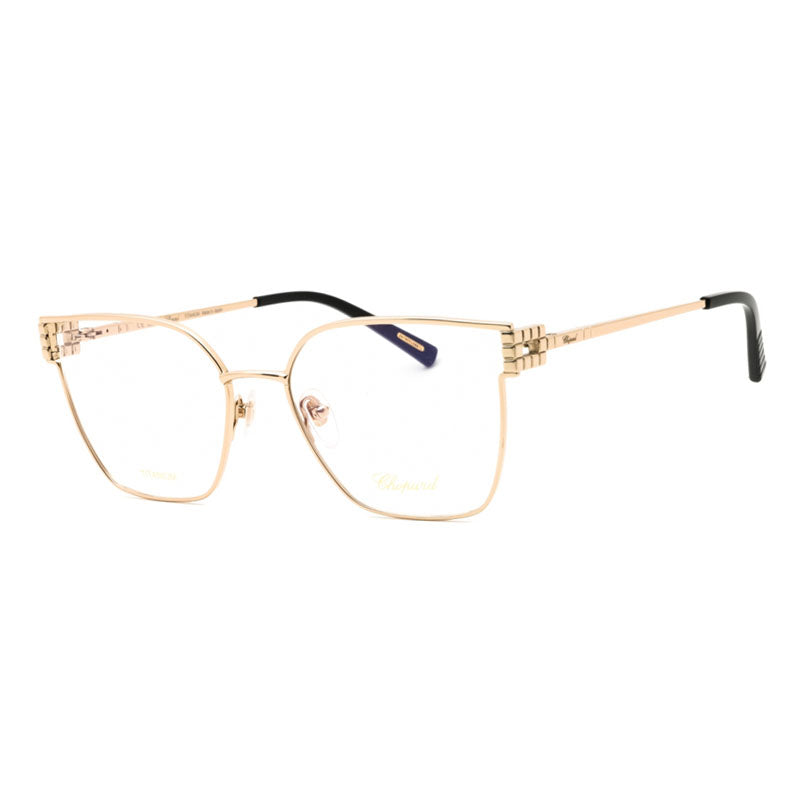 Chopard Eyeglasses Butterfly Full Rim, Shiny Rose Gold Frame and Clear Demo Lenses Lens VCHL58M0300