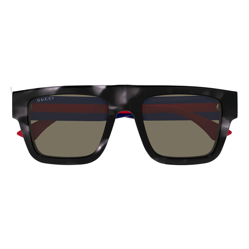 Gucci Sunglasses Square Full Rim, Havana/Blue/Red Frame and Brown Lens GG1868S004
