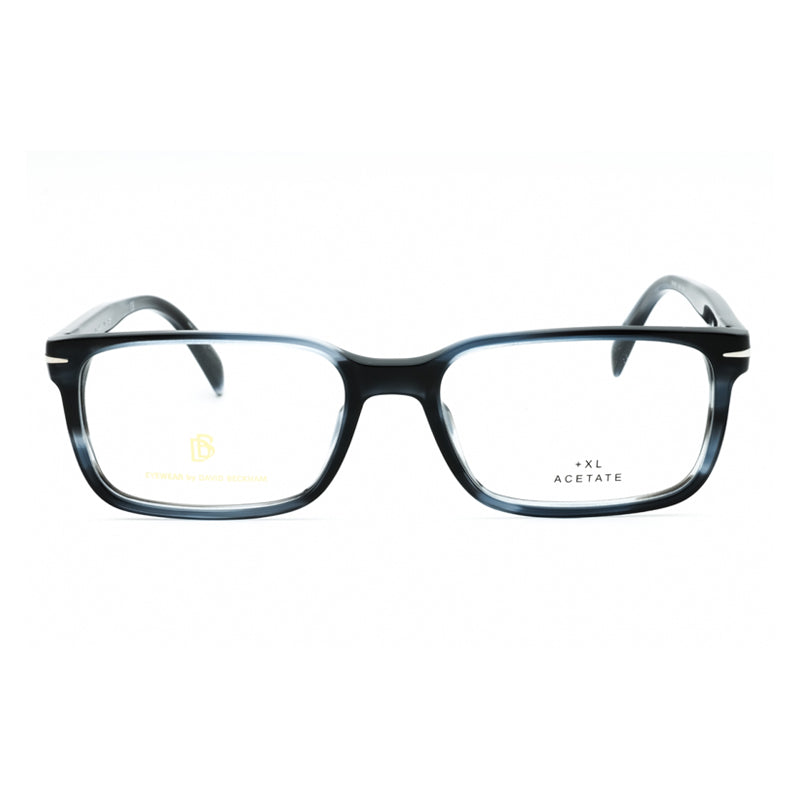David Beckham Eyeglasses Rectangle Full Rim, Grey Horn Frame and Clear Demo Lenses Lens DB106502W800
