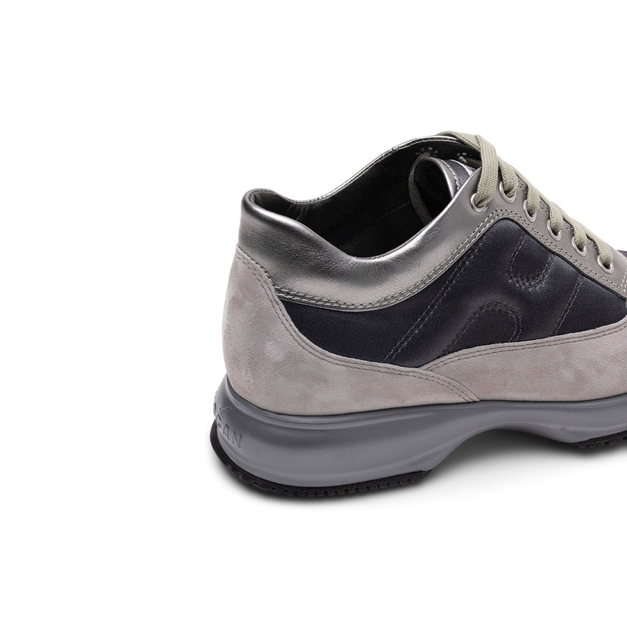 Hogan Interactive Allacciato Metallic-Panel Suede Sneakers