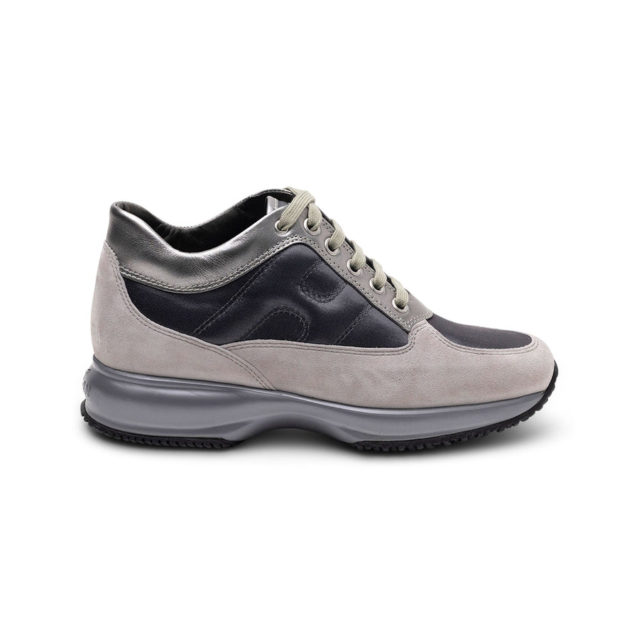 Hogan Interactive Allacciato Metallic-Panel Suede Sneakers