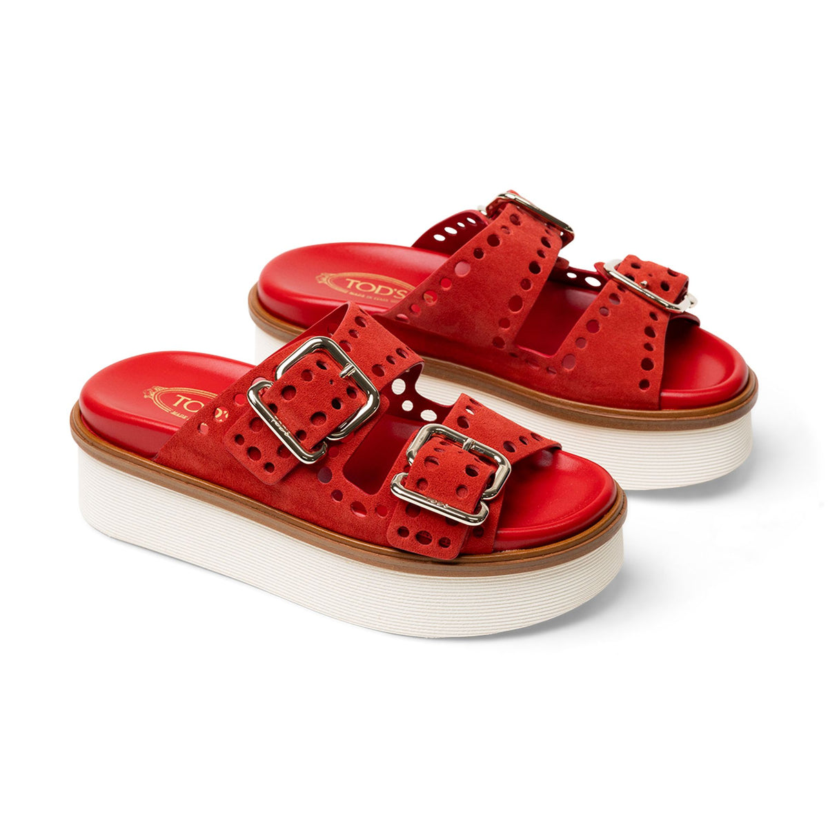 Tod's Perforated Buckle Platform Sandals