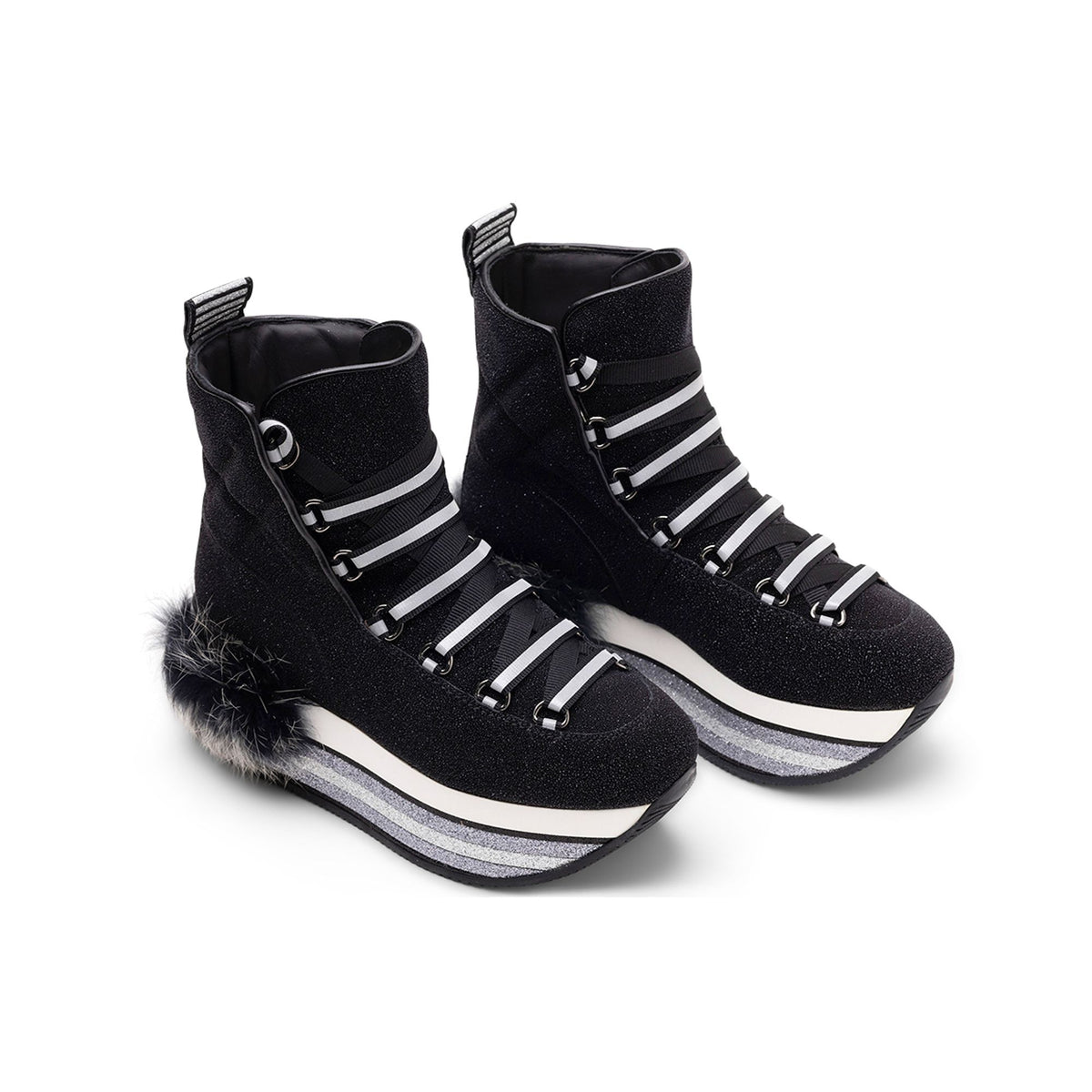 Hogan Fur-Trimmed Platform Boots