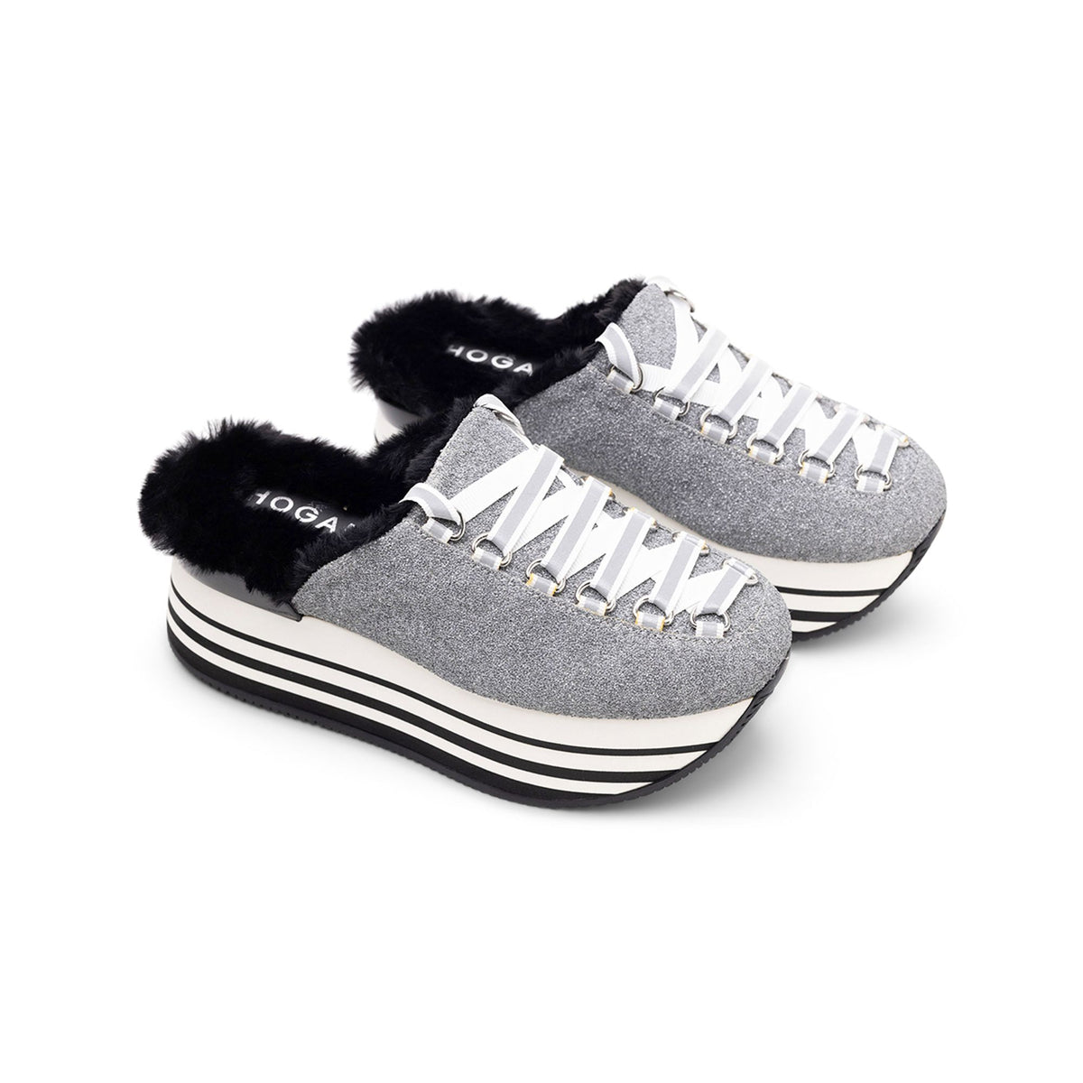 Hogan Platform Lace-Up Mules