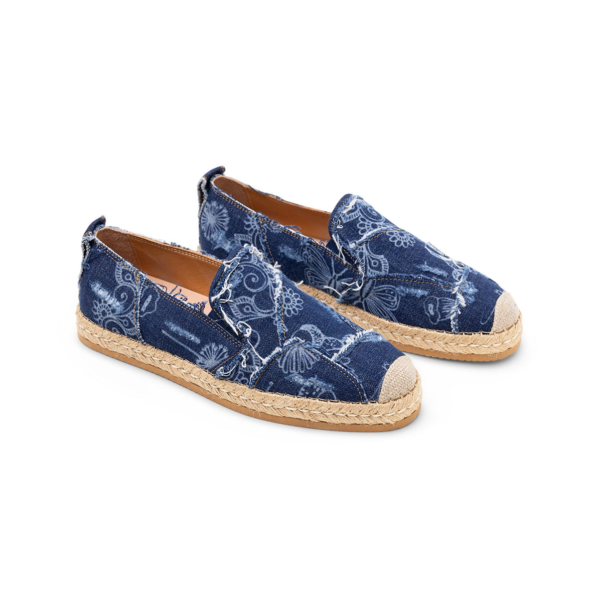 Hogan Denim Floral Print Espadrilles