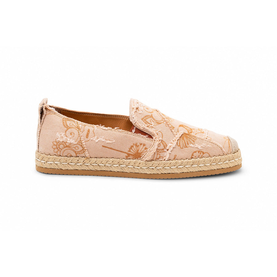Hogan Floral-Print Frayed Espadrille