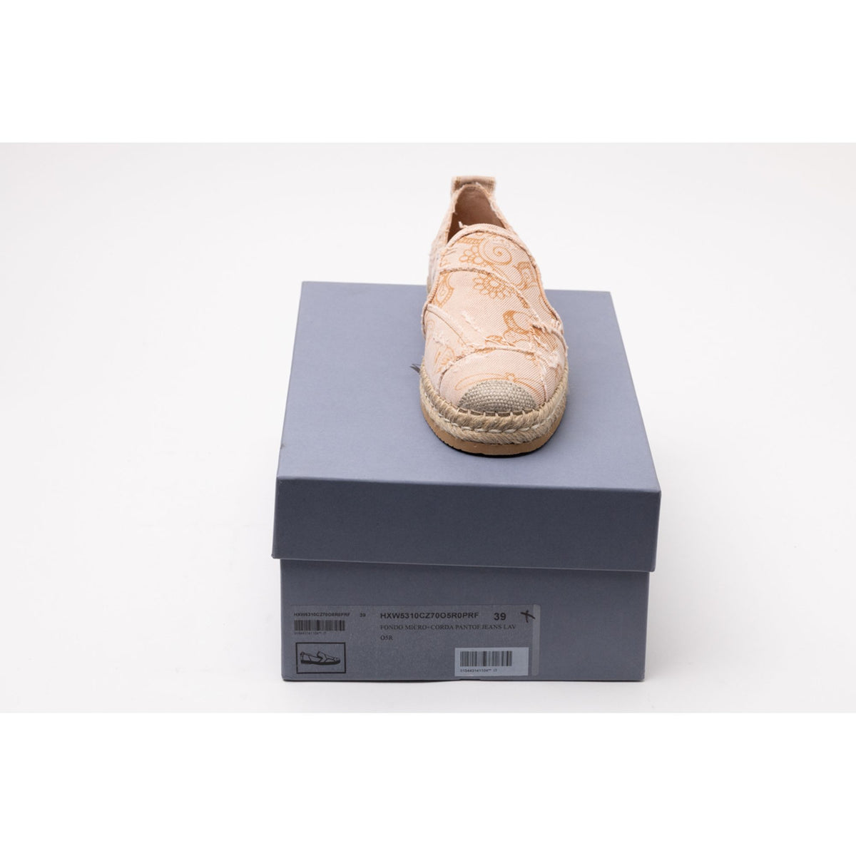 Hogan Floral-Print Frayed Espadrille
