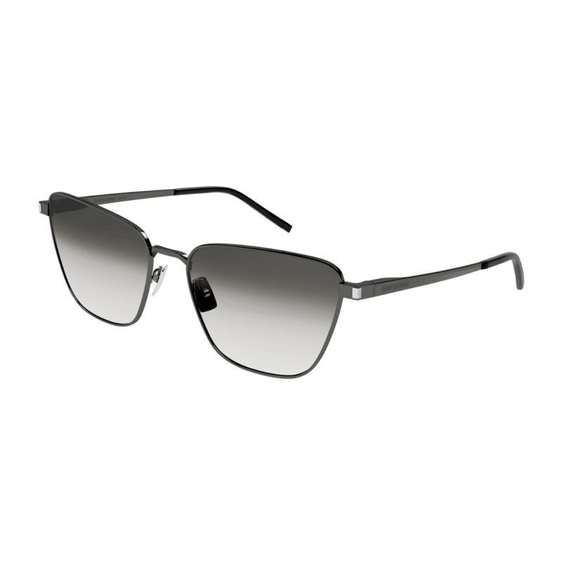 Saint Laurent Sunglasses Cat Eye Full Rim, Shiny Dark Ruthenium Frame and Grey Gradient Lens SL551004