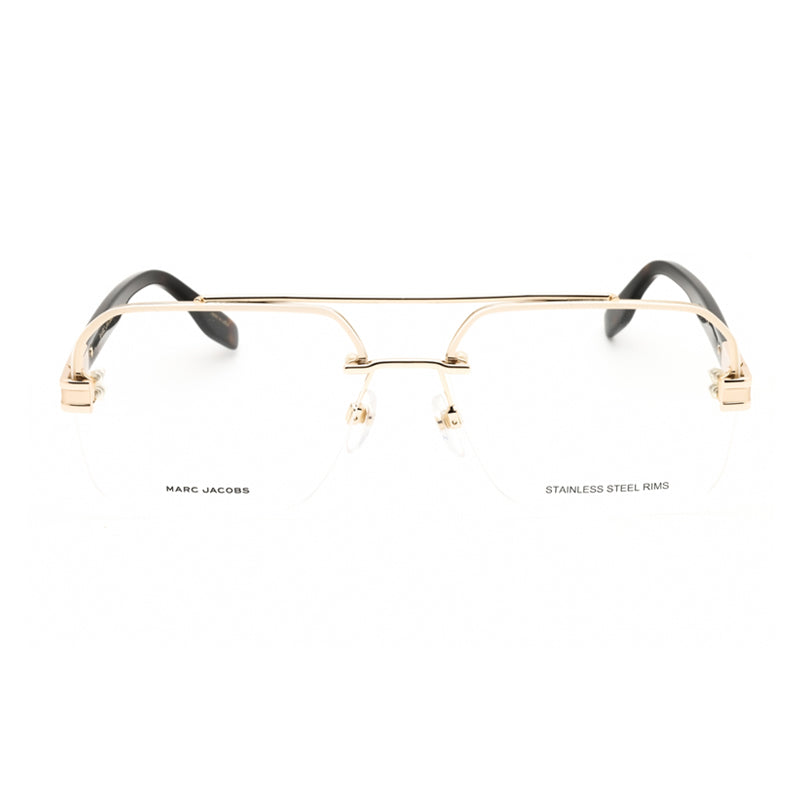 Marc Jacobs Eyeglasses Aviator Semi Rim, Gold Havana Frame and Clear Demo Lenses Lens MARC714006J00