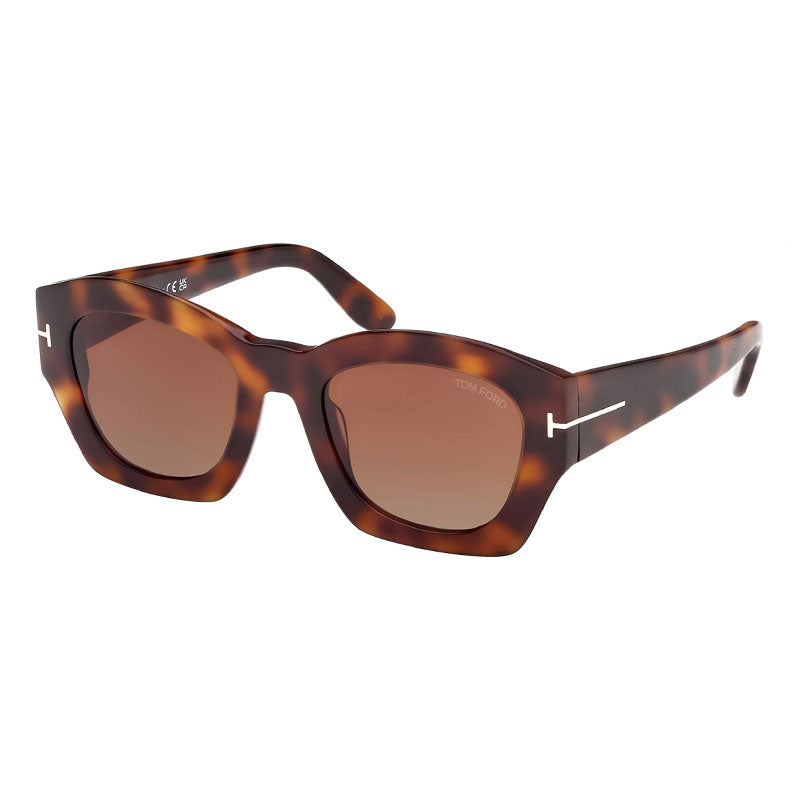 Tom Ford Sunglasses Square Full Rim, Blonde Havana Frame and Brown Gradient Lens FT108353F