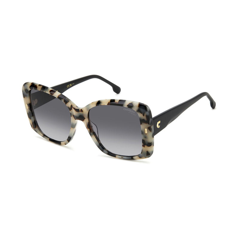 Carrera Sunglasses Square Full Rim, White Havana Frame and Dark Grey Gradient Lens CARRERA3030/S0AHF9O