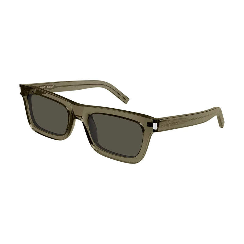 Saint Laurent Sunglasses Rectangle Full Rim, Shiny Brown Frame and Grey Lens SL461BETTY022
