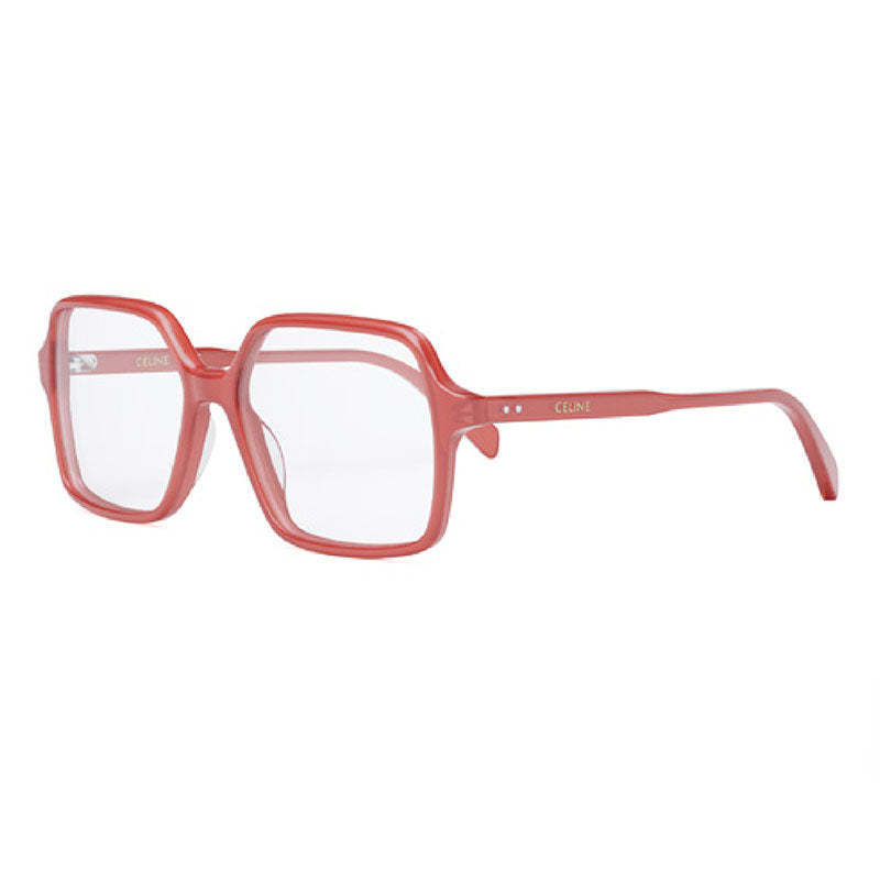 Celine Eyeglasses Square Full Rim, Translucent Red Frame and Clear Demo Lenses Lens CL50126I066