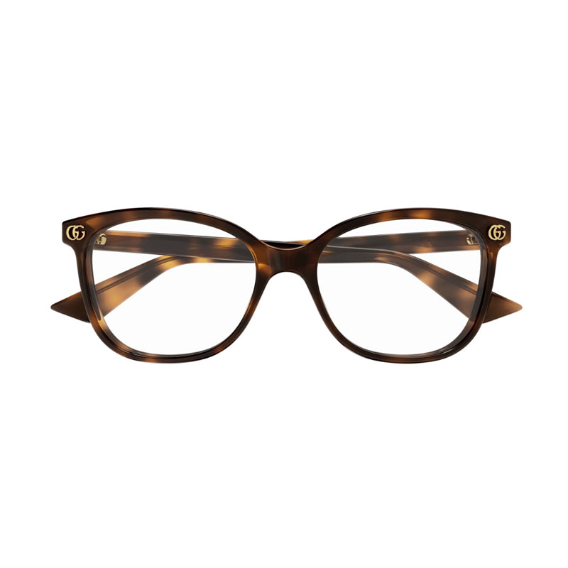 Gucci Eyeglasses Square Full Rim, Havana Frame and Clear Demo Lenses Lens GG1816O006