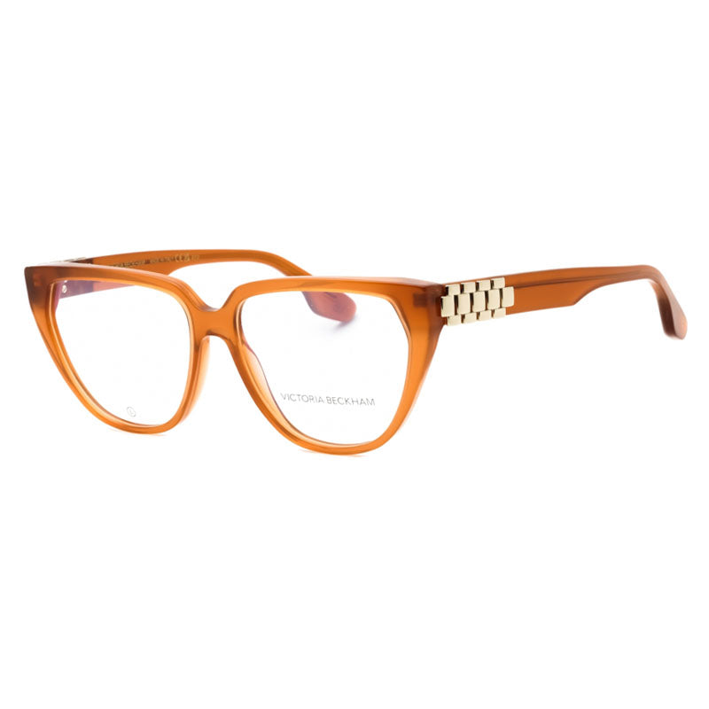 Victoria Beckham Eyeglasses Cat Eye Full Rim, Caramel Frame and Clear Demo Lenses Lens VB2661240