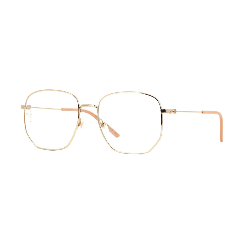 Gucci Sunglasses Round Full Rim, Gold Frame and Transparent Lens GG0396S001