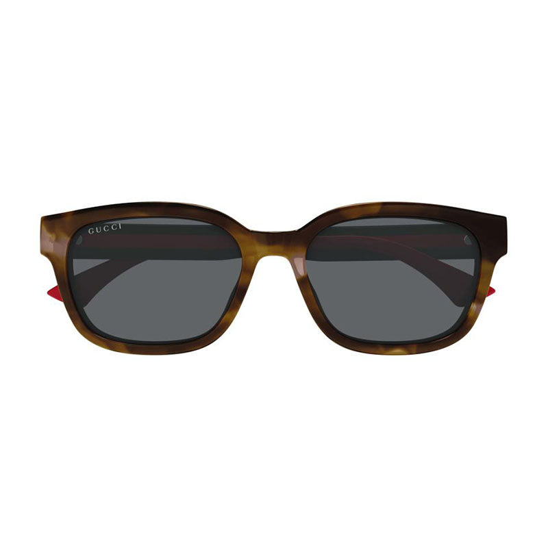 Gucci Sunglasses Square Full Rim, Brown Havana/Green/Red Frame and Green Lens GG1872SK003