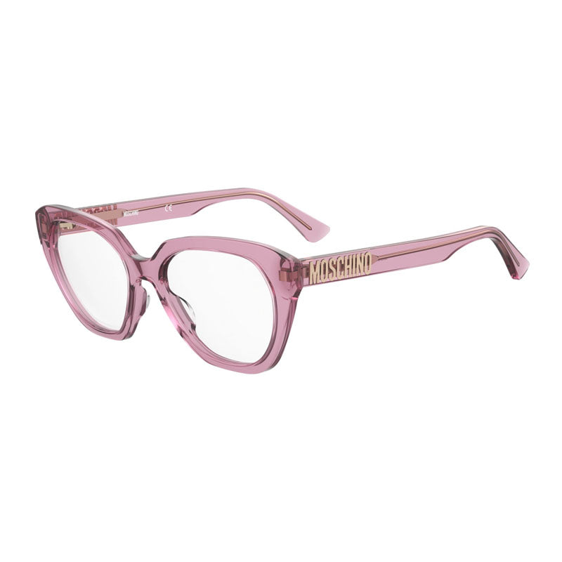 Moschino Eyeglasses Cat Eye Full Rim, Transparent Pink Frame and Clear Demo Lens Lens MOS6280MU100