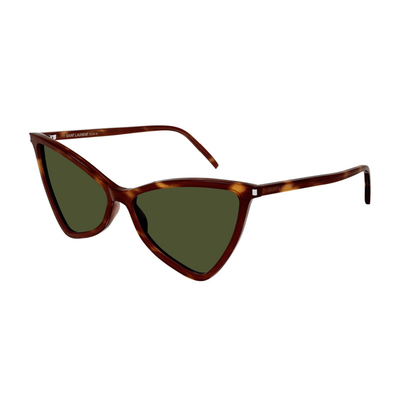 Saint Laurent Sunglasses Geometric Full Rim, Havana Frame and Green Lens SL475JERRY002