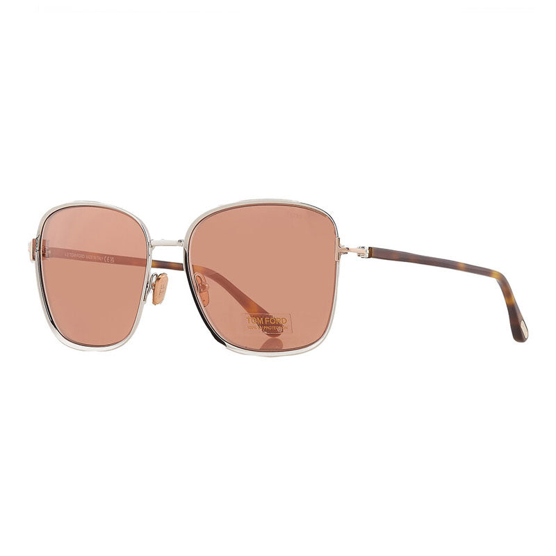 Tom Ford Sunglasses Square Full Rim, Shiny Dark Ruthenium Frame and Brown Mirror Lens FT102912G