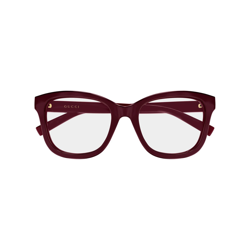 Gucci Eyeglasses Square Full Rim, Burgundy Frame and Clear Demo Lenses Lens GG2104O003