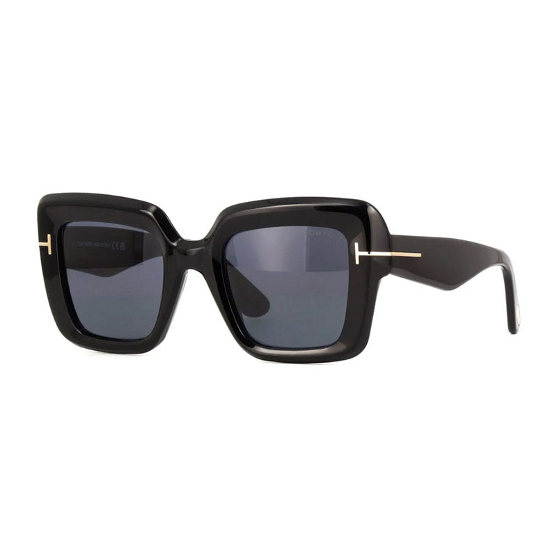 Tom Ford Sunglasses Square Full Rim, Shiny Black Frame and Smoke Lens FT115701A