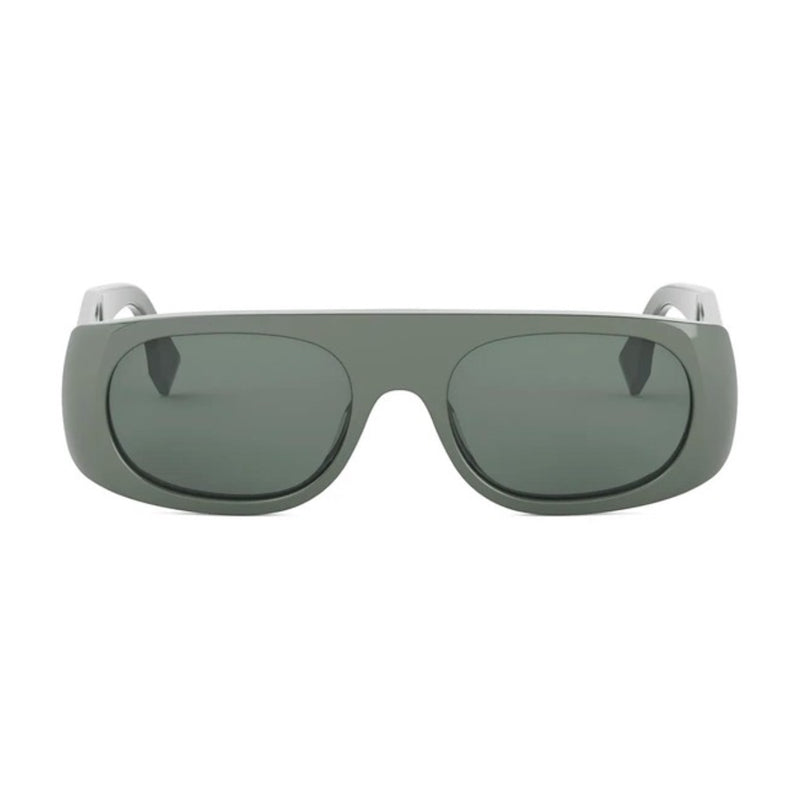 Fendi Sunglasses Rectangle Full Rim, Shiny Green Frame and Green Lens FE40169I96N