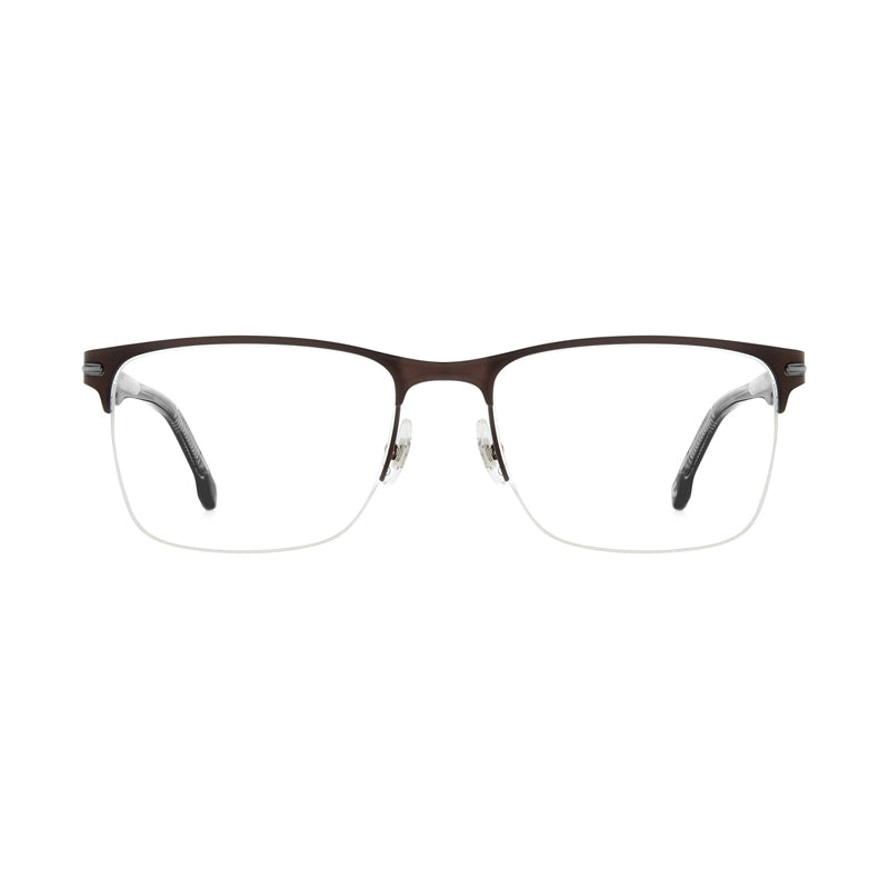 Carrera Eyeglasses Rectangle Semi Rim, Matte Brown Frame and Clear Demo Lenses Lens CARRERA2910YZ400