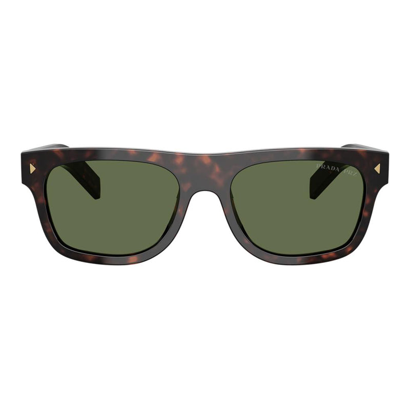 Prada Sunglasses Oval Full Rim, Root Tortoise Frame and Green Polarized Lens PRB12S17N20G