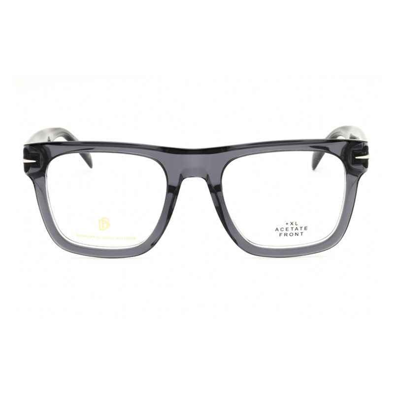 David Beckham Eyeglasses Square Full Rim, Grey Crystal Frame and Clear Demo Lenses Lens DB7020/FLAT0TX700