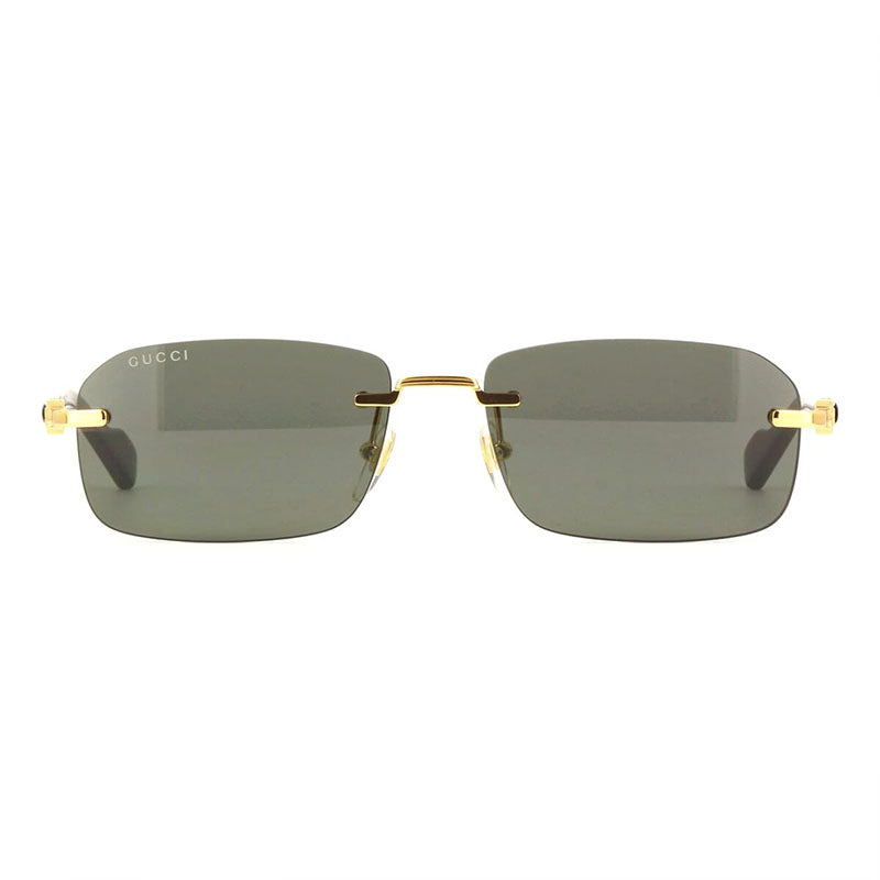 Gucci Sunglasses Rectangle Rimless, Gold Frame and Grey Lens GG1221S001