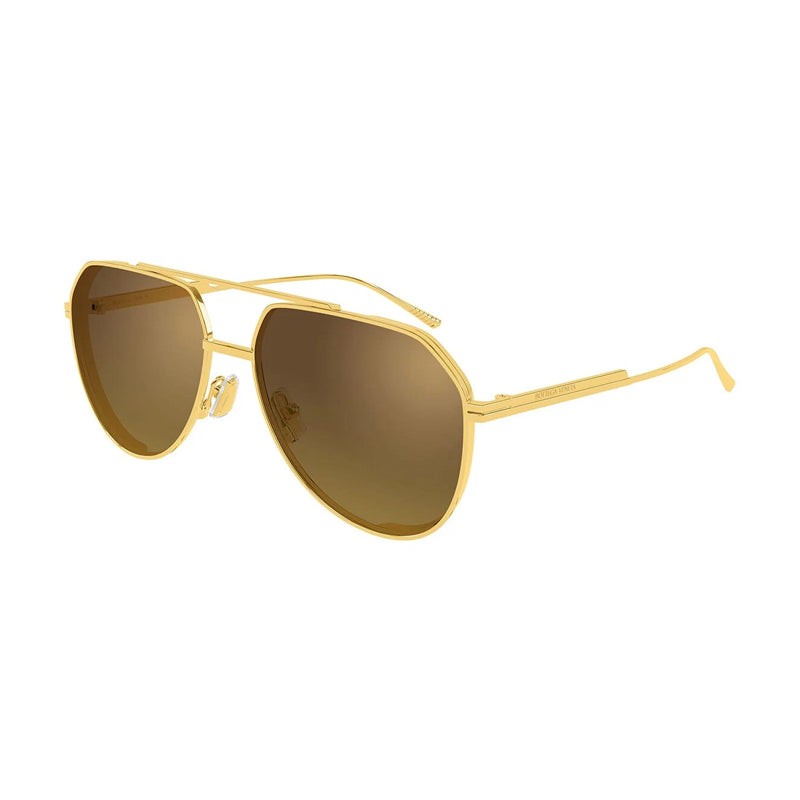 Bottega Veneta Sunglasses Aviator Full Rim, Gold Frame and Brown with Gold Mirror Lens BV1465S004
