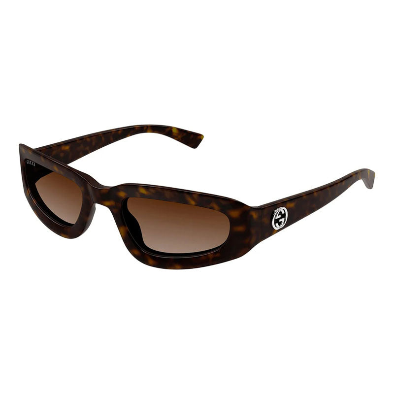 Gucci Sunglasses Rectangle Full Rim, Matte Dark Havana Frame and Brown Gradient Lens GG1787S002