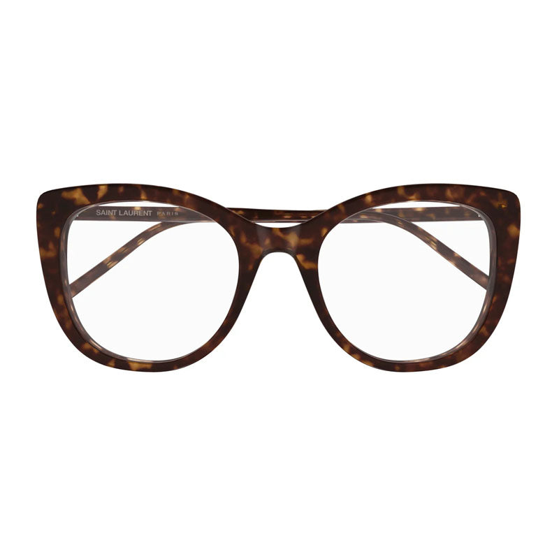Saint Laurent Eyeglasses Square Full Rim, Havana Frame and Clear Demo Lens Lens SL778002