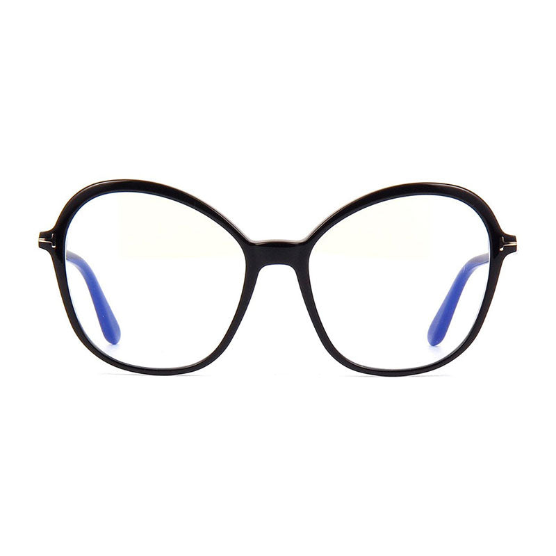 Tom Ford Eyeglasses Cat Eye Full Rim, Shiny Black Frame and Clear Blue Light Block Lens FT5577-B001