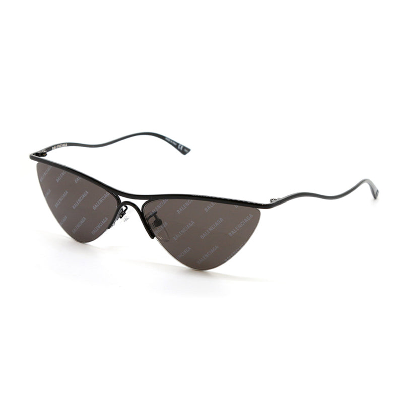 Balenciaga Sunglasses Cat Eye Semi Rim, Black Frame and Grey with Brand Logo Lens BB0093S001