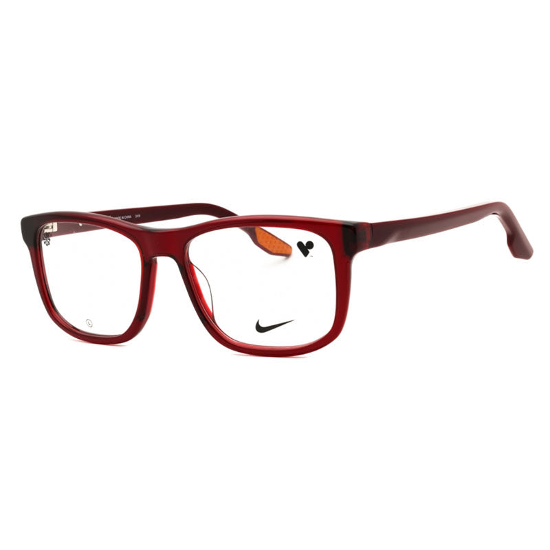 Nike Eyeglasses Rectangle Full Rim, Crystal Bordeaux Frame and Clear Demo Lenses Lens NIKE7163LB601