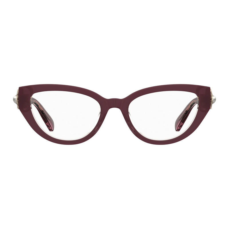 Moschino Eyeglasses Cat Eye Full Rim, Burgundy Frame and Clear Demo Lenses Lens MOS6310LHF00