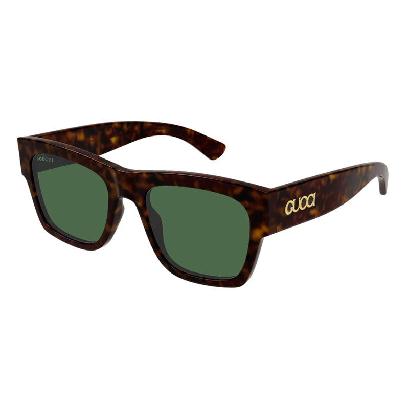 Gucci Sunglasses Square Full Rim, Havana Frame and Green Lens GG1793S002