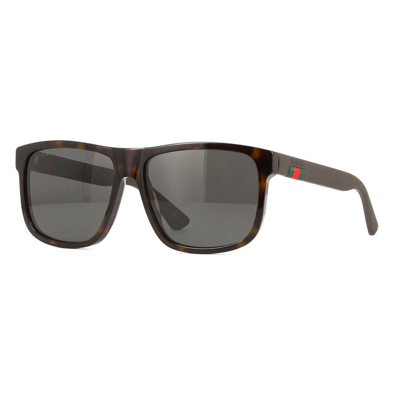 Gucci Sunglasses Square Full Rim, Havana Frame and Grey Lens GG0010S003