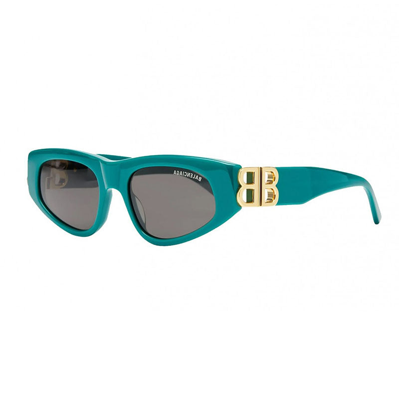 Balenciaga Sunglasses Cat Eye Full Rim, Green Frame and Grey Lens BB0095S005