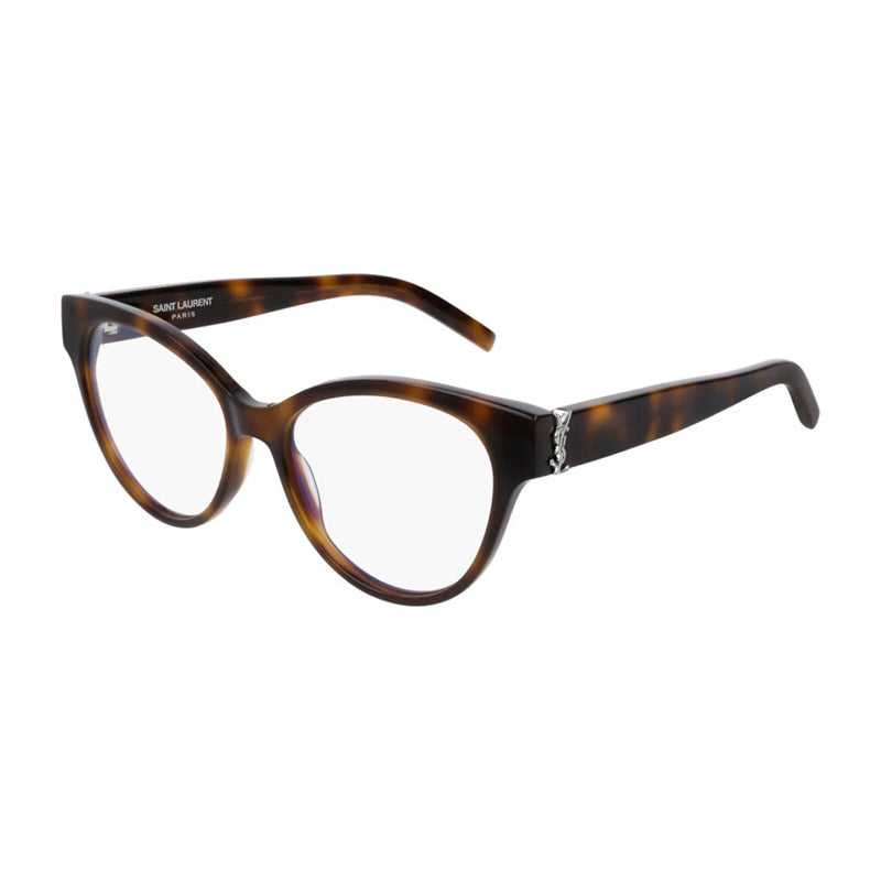 Saint Laurent Eyeglasses Cat Eye Full Rim, Havana Frame and Clear Demo Lenses Lens SLM34005
