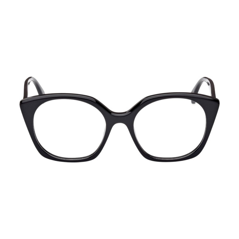 Max Mara Eyeglasses Square Full Rim, Shiny Black Frame and Clear Demo Lenses Lens MM5082001