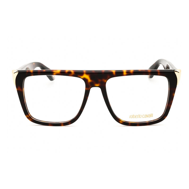Roberto Cavalli Eyeglasses Square Full Rim, Shiny Brown Havana/Yellow Frame and Clear Demo Lenses Lens VRC107M0743