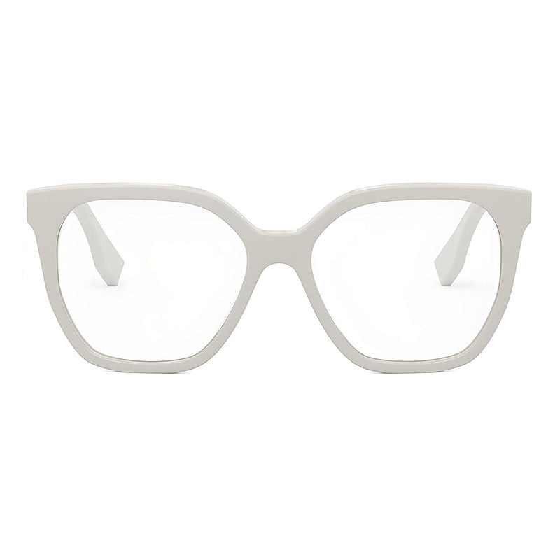 Fendi Eyeglasses Square Full Rim, Bone Frame and Clear Demo Lenses Lens FE50087I057