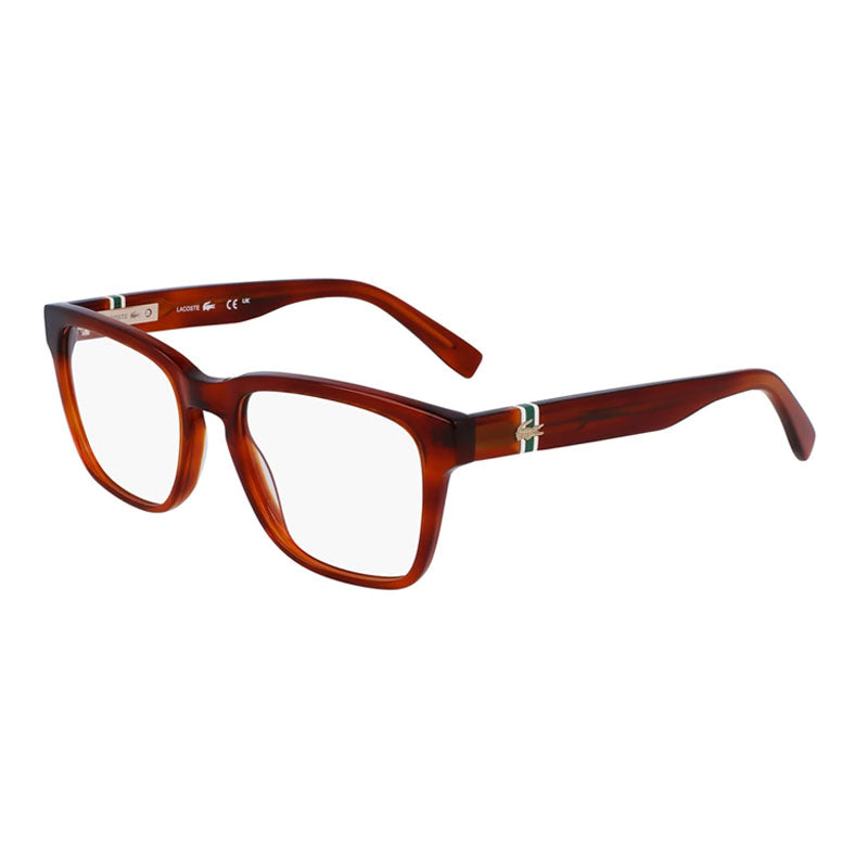 Lacoste Eyeglasses Square Full Rim, Blonde Havana Frame and Clear Demo Lenses Lens L2932218