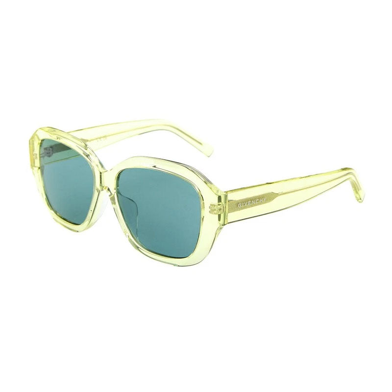 Givenchy Sunglasses Square Full Rim, Transparent Yellow Frame and Green Lens GV40075F39N