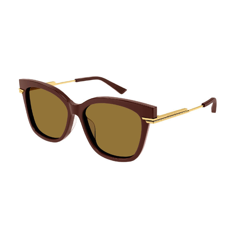 Bottega Veneta Sunglasses Cat Eye Full Rim, Bordeaux/Gold Frame and Brown Lens BV1296SA004