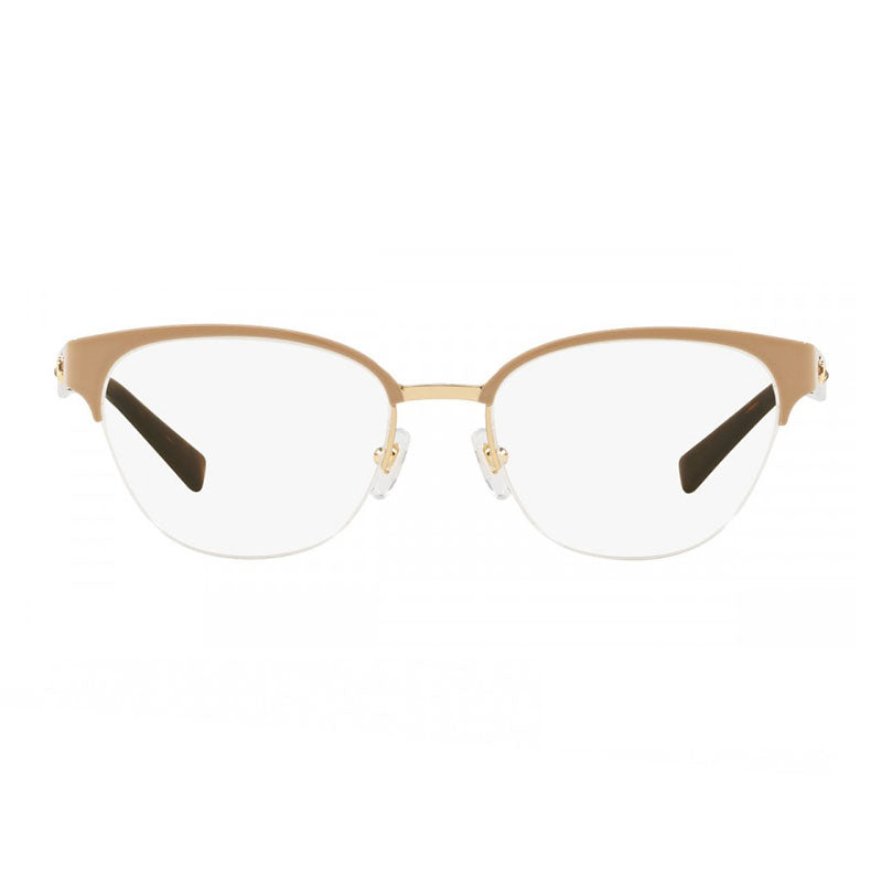Versace Eyeglasses Cat Eye Semi Rim, Gold/Brown Frame and Clear Demo Lenses Lens VE1255B1339